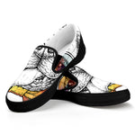Hipster Pug Print Black Slip On Shoes