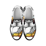 Hipster Pug Print Black Slip On Shoes