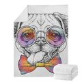 Hipster Pug Print Blanket