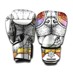 Hipster Pug Print Boxing Gloves