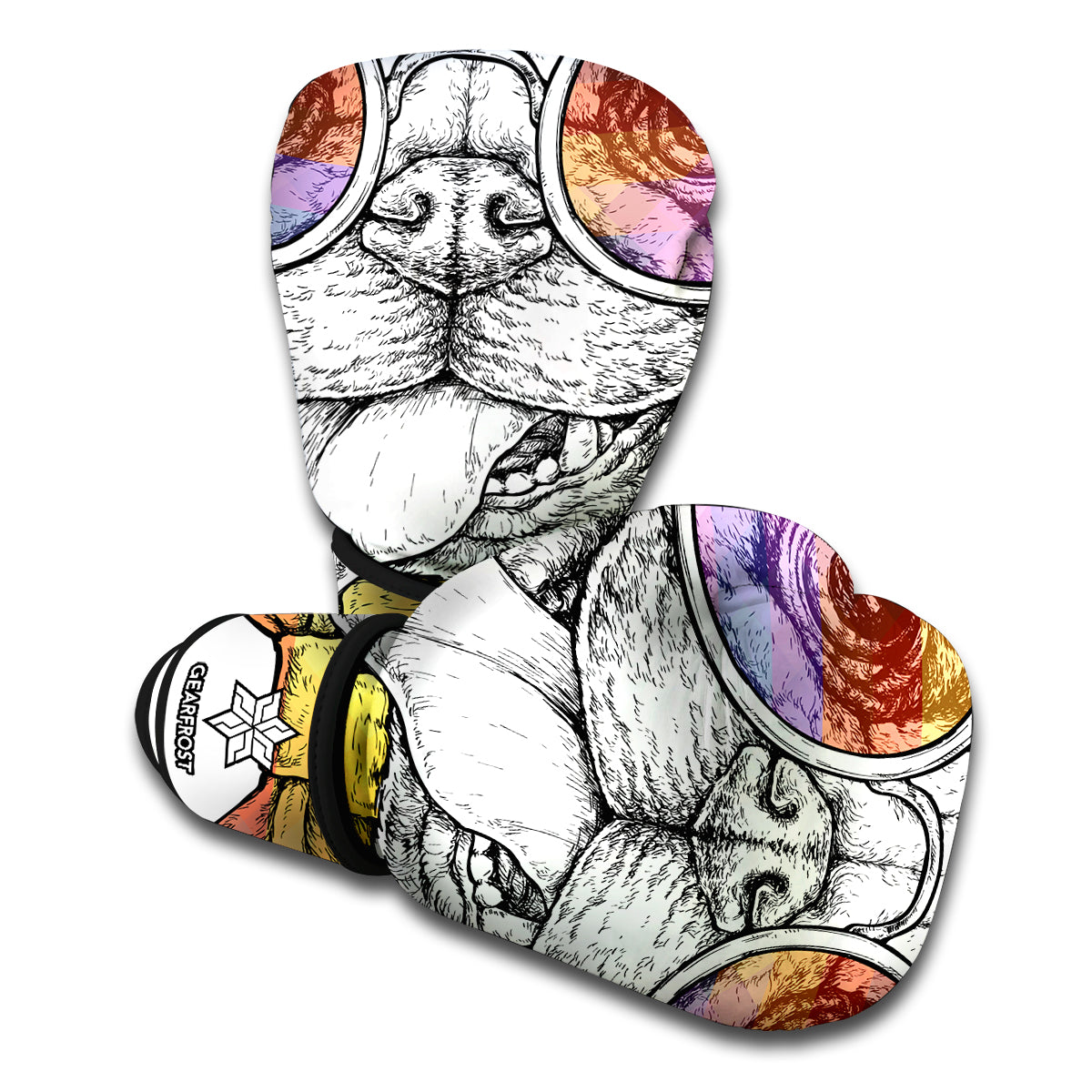 Hipster Pug Print Boxing Gloves