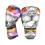 Hipster Pug Print Boxing Gloves