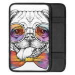 Hipster Pug Print Car Center Console Cover