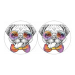 Hipster Pug Print Car Coasters