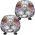 Hipster Pug Print Car Headrest Covers