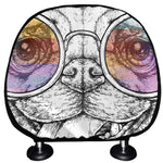 Hipster Pug Print Car Headrest Covers