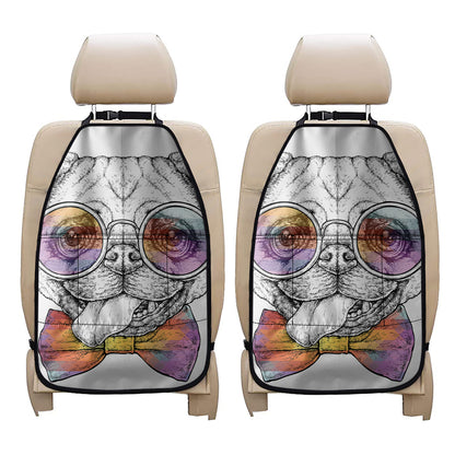 Hipster Pug Print Car Seat Organizers