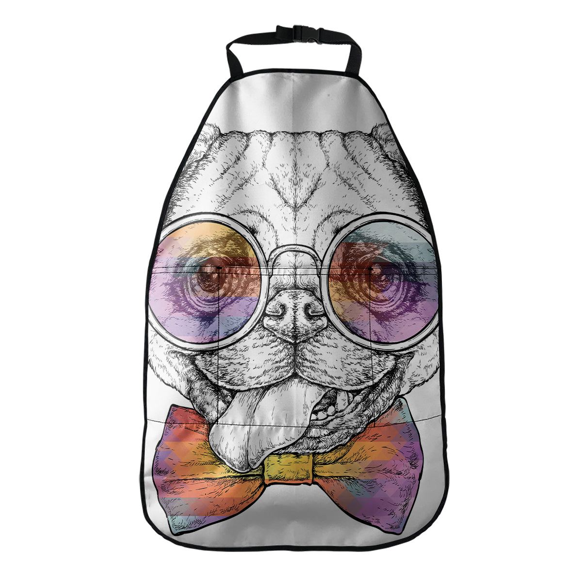 Hipster Pug Print Car Seat Organizers