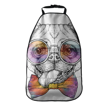Hipster Pug Print Car Seat Organizers