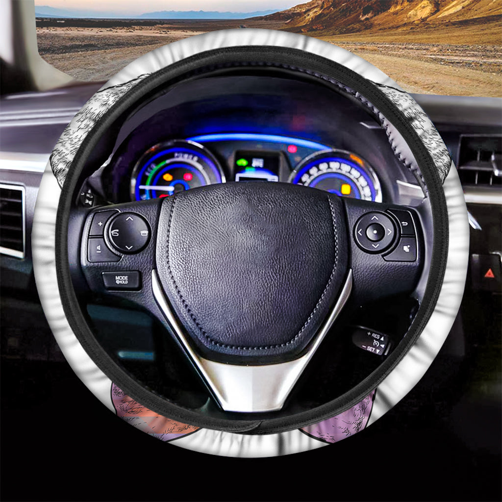 Hipster Pug Print Car Steering Wheel Cover