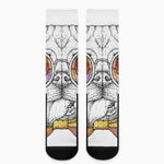 Hipster Pug Print Crew Socks