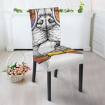 Hipster Pug Print Dining Chair Slipcover