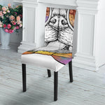 Hipster Pug Print Dining Chair Slipcover