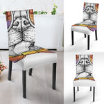 Hipster Pug Print Dining Chair Slipcover