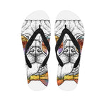 Hipster Pug Print Flip Flops