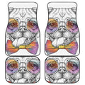 Hipster Pug Print Front and Back Car Floor Mats