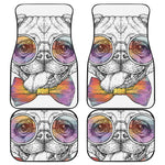 Hipster Pug Print Front and Back Car Floor Mats