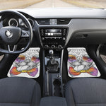 Hipster Pug Print Front and Back Car Floor Mats