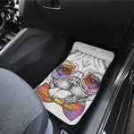 Hipster Pug Print Front and Back Car Floor Mats