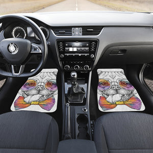 Hipster Pug Print Front Car Floor Mats