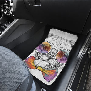 Hipster Pug Print Front Car Floor Mats