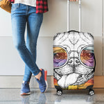 Hipster Pug Print Luggage Cover
