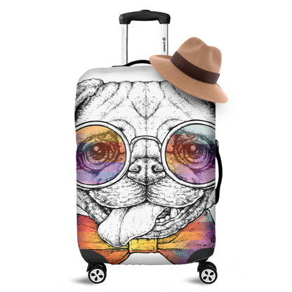 Hipster Pug Print Luggage Cover