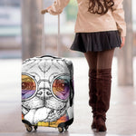 Hipster Pug Print Luggage Cover