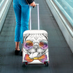 Hipster Pug Print Luggage Cover