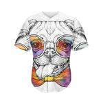 Hipster Pug Print Men's Baseball Jersey
