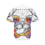Hipster Pug Print Men's Baseball Jersey