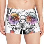 Hipster Pug Print Men's Boxer Briefs