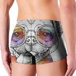 Hipster Pug Print Men's Boxer Briefs