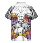 Hipster Pug Print Men's Short Sleeve Shirt