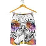 Hipster Pug Print Men's Shorts