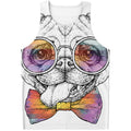 Hipster Pug Print Men's Tank Top