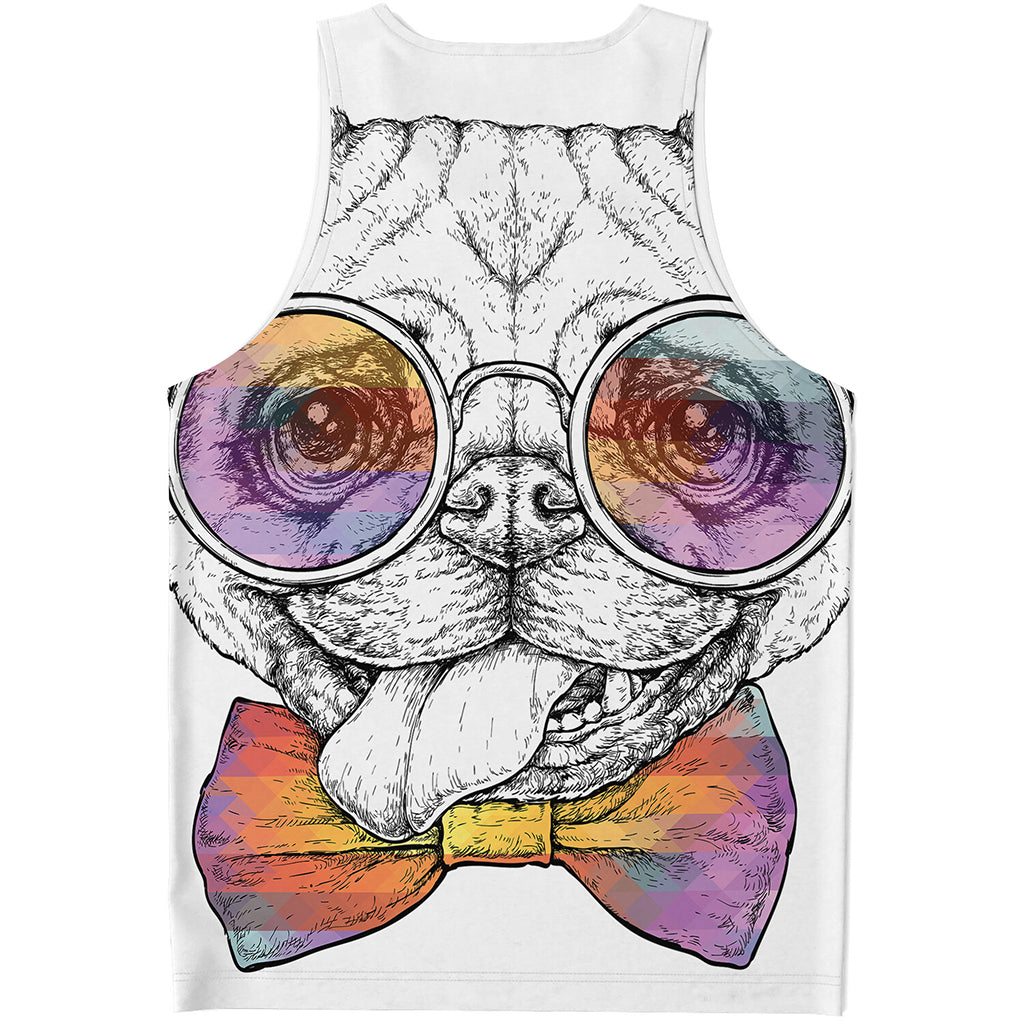 Hipster Pug Print Men's Tank Top