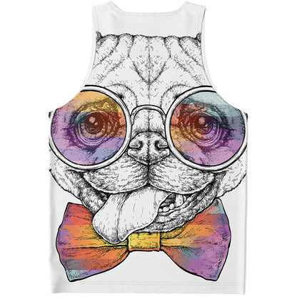 Hipster Pug Print Men's Tank Top