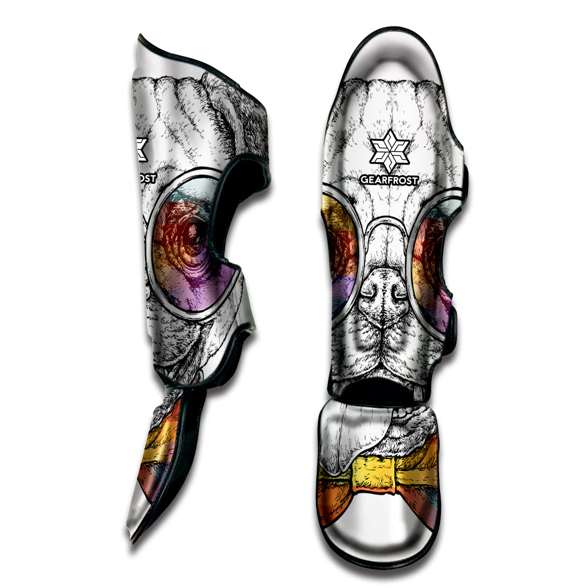 Hipster Pug Print Muay Thai Shin Guard
