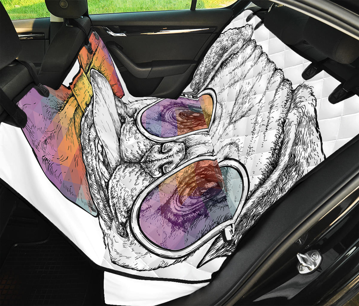 Hipster Pug Print Pet Car Back Seat Cover