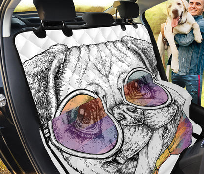 Hipster Pug Print Pet Car Back Seat Cover
