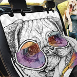 Hipster Pug Print Pet Car Back Seat Cover