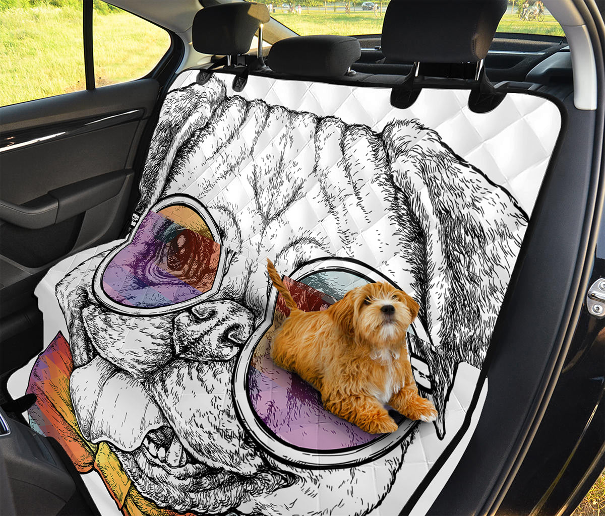 Hipster Pug Print Pet Car Back Seat Cover