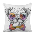 Hipster Pug Print Pillow Cover