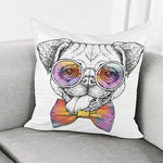 Hipster Pug Print Pillow Cover