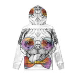 Hipster Pug Print Pullover Hoodie