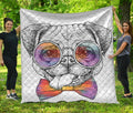 Hipster Pug Print Quilt