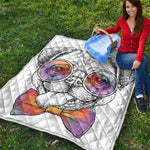 Hipster Pug Print Quilt
