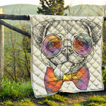 Hipster Pug Print Quilt