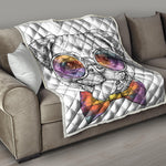 Hipster Pug Print Quilt